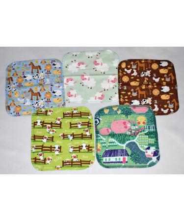 Farm Life 2 Ply Printed Flannel 8x8 Inches Set of 5 Little Wipes - Eco-Friendly, Reusable - Buy Online on GoSupps.com