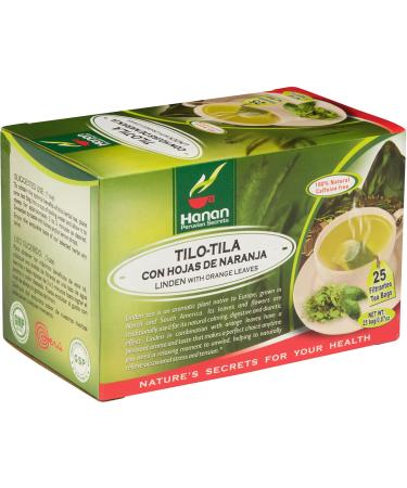Linden Tea with Orange Leaves (Tilo-Tila) - 25 Teabags of All-Natural Linden Leaves from Peru - Little-Leaf Linden/Pry con Naranja