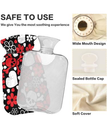 Hot Water Bottle with Skull Cover - 1L BPA Free | Small Pain Relief & Hot/Cold Compress - Buy Online on GoSupps.com