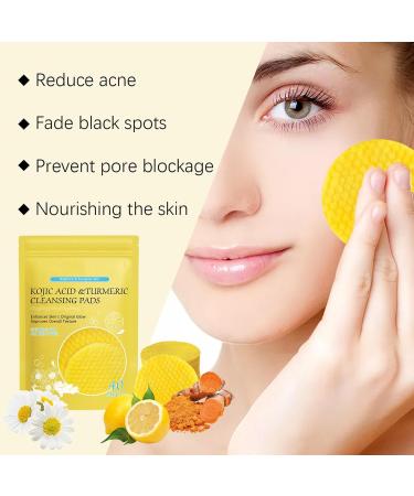 40 Turmeric Cleansing Pads - Natural Ingredients Turmeric Kojic Acidd Pads | Resurfacing Pads for Face | Infused Foaming exfoliatingg Pads for Refreshed and Rejuvenated Complexion - Buy Online on GoSupps.com