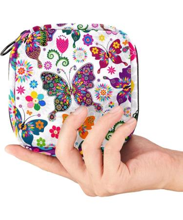 Colorful Butterfly Floral Bandage Storage Bag for Women & Girls - Portable Menstrual Cup Bags - Buy Online on GoSupps.com