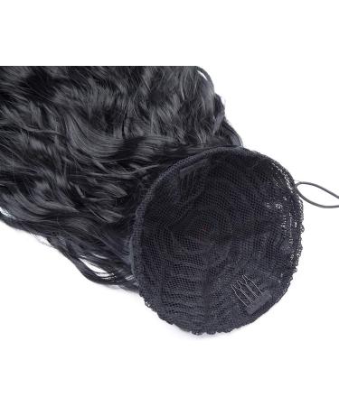 18 Inch Long Curly Ponytail Extension Corn Wavy Drawstring Ponytail Hair Extensions Hair Pieces for Women Dark Black - Buy Online on GoSupps.com