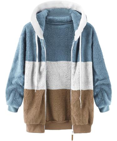 Hanxiulin Women's Oversize Plush Fleece Jacket - Warm Windproof Hiking Coat XL Khaki - Buy Online on GoSupps.com