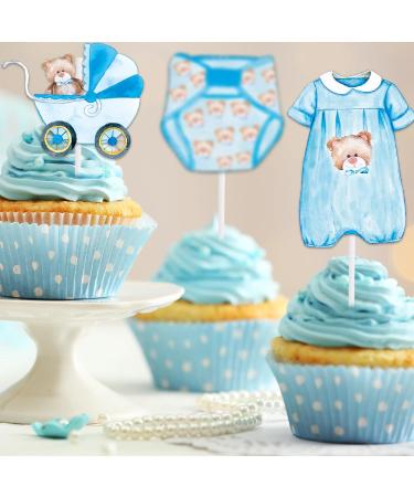 Whaline 72Pcs Baby Shower Cupcake Topper 12 Designs Watercolor Bear Cupcake Picks We Can Bearly Wait Food Picks for Cake Decoration Baby Bear - Buy Online on GoSupps.com