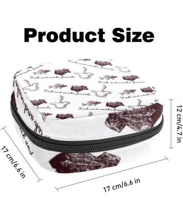 Stylish Menstruation Pad Bag with Zipper - Snake Fish Fossil Pattern | Women's Napkin & Tampon Collector Bag - Buy Online on GoSupps.com