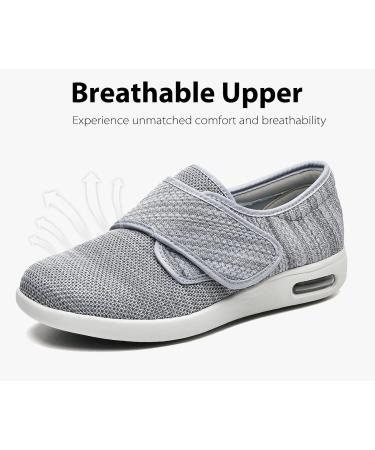 ERLESEN Diabetic Shoes for Women and Men - Extra Wide Velcro Closure - Edema and Swollen Feet Relief - Adjustable Elderly Footwear - 7X Wide Grey - Buy Online on GoSupps.com