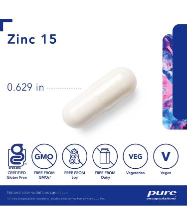 Pure Encapsulations Zinc 15mg | Immune Support & Growth | Zinc Picolinate Supplement - 60 Capsules - Buy Online on GoSupps.com