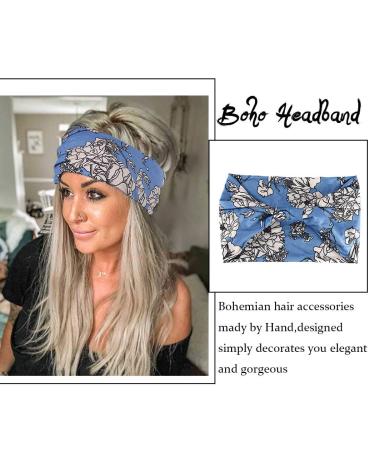 Zoestar Wide Boho Headbands - Vintage Printed Yoga Headbands for Women & Girls | 3 Pack Elastic Accessories - Buy Online on GoSupps.com