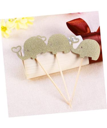 BRIGHTFUFU 3pcs Elephant Cupcake Picks Fruit Cake Topper Baby Shower Cocktail Picks Valentine Wedding Birthday Party Fruitcakes Appetizers Top Hat Food Makeup Flash Golden medium - Buy Online on GoSupps.com