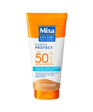 Mixa Solaire Sensitive Skin - Very High Protection Sun Care Milk SPF 50+ UVA long UVA UVB - Anti-Salt Sand and Chlorine - 24H Hydration - Water Resistant - Hypoallergenic - 175ml