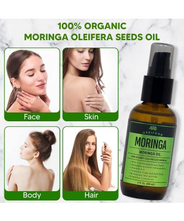 Orbifood Organic Moringa Oil 60ml - USDA Certified, Made in USA - Cold Pressed Virgin Oil for Skin, Hair & Nails - Hydrating & Antioxidant-Rich - Buy Online on GoSupps.com