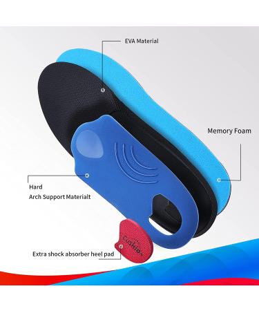 Walkomfy Heavy Duty Orthotic Insoles - Plantar Fasciitis Relief, High Arch Support - Men's 11-11.5, Women's 13-13.5 - Red - Buy Online on GoSupps.com