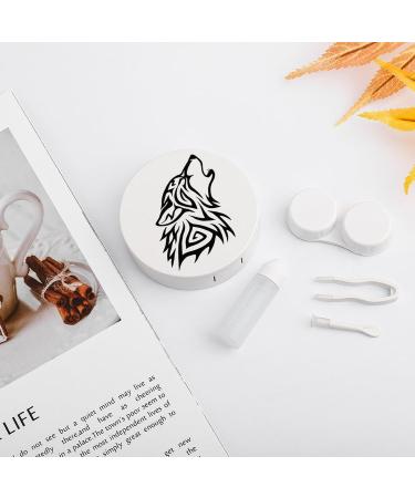 Tribal Wolf Howl Contact Lens Case | Portable Storage Box Kit with Mirror for Travel & Outdoor Use - Buy Online on GoSupps.com