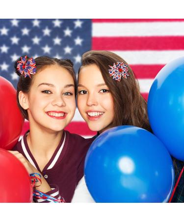 Patriotic Hair Bows Clips - 4th of July Independence Day Hair Accessories - Set of 24 - American Flag Design - Buy Online on GoSupps.com