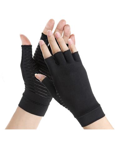 Mokigol Copper Arthritis Gloves  Copper Infused Fingerless Glove for Arthritis Pain to Alleviate Carpal Tunnel  Rheumatoid  Tendonitis  Computer Typing and Daily Work Fits Women & Men Medium