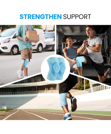 Buy Welnove Knee Brace Sleeves for Pain Relief - Compression Support with Stabilizers & Gel Pad | 2 Pack Blue Large for Men & Women - Ideal for Workouts Running & Climbing - Buy Online on GoSupps.com