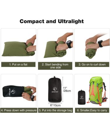 REDCAMP Small Camping Pillows - 2-Pack, Cotton Ultralight & Compressible for Backpacking, Hiking & Travel, Green - Buy Online on GoSupps.com