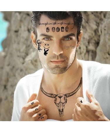 Zeecdatoo 12 Sheets Post Malone Face Tattoos - Ideal for Halloween, Cosplay, Costumes, and Parties - Buy Online on GoSupps.com