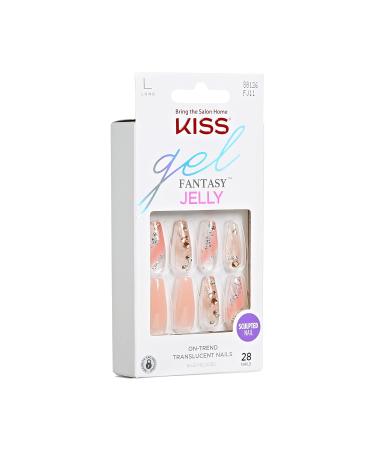 KISS Jelly Fantasy Press On Nails - Multicolor Long Coffin Shape with Glue & Accessories - 28 Nails Set - Buy Online on GoSupps.com