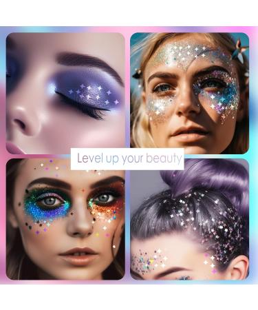 Laza Stars Glitter Confetti - Holographic Micro Star Nail Sequins for DIY Crafts & Nail Art - 10g Jar of Shiny Laser Silver Decorative Paillets - Buy Online on GoSupps.com