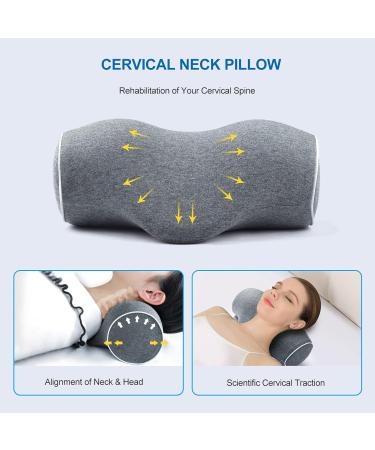 Odifit Cervical Pillow for Pain Relief | Memory Foam Neck Stretcher with Pillowcase | Neck Support Traction Relaxer for Muscle Tension & Spine Alignment - Grey - Buy Online on GoSupps.com