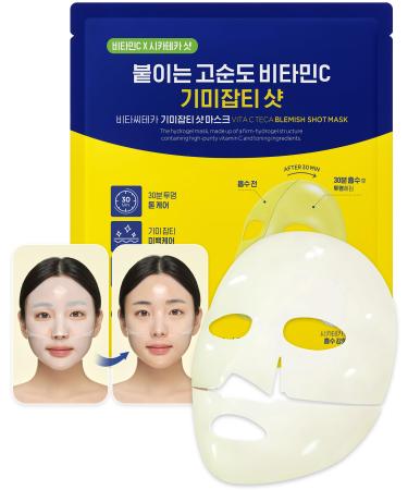 CKD Vita C Teca Blemish Shot Mask - Hydrogel Firming Face Mask Sheet with Pure Vitamin C & Centella Asiatica Radiance Relief for Dark Spots & Blemishes 5 sheets 5 Count (Pack of 1)