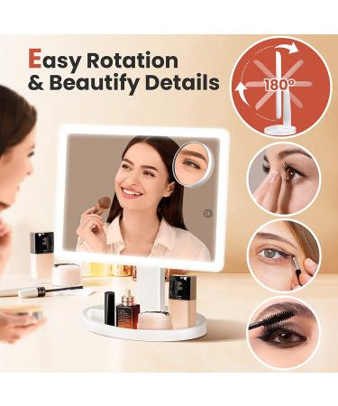 Portable SOKEA Lighted Makeup Mirror - 88 LED, 10X Magnification, 3 Lighting Modes, Perfect Women Gift - White - Buy Online on GoSupps.com