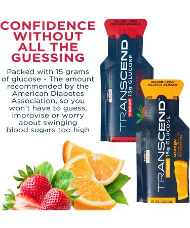 Transcend Glucose Gel Packs - Strawberry & Orange Flavors - 100 Pack (1.1oz Each) | FSA/HSA Eligible | Made in USA | Blood Sugar Support for Diabetics - Buy Online on GoSupps.com