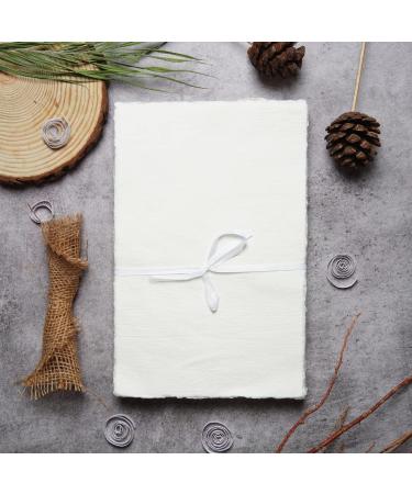 Rough Textured Watercolor Paper 7.5x11.5 - 150GSM Handmade Deckle Edge Paper - Off-White Virgin Egyptian Cotton - 50 Sheets by Leather Village - Buy Online on GoSupps.com