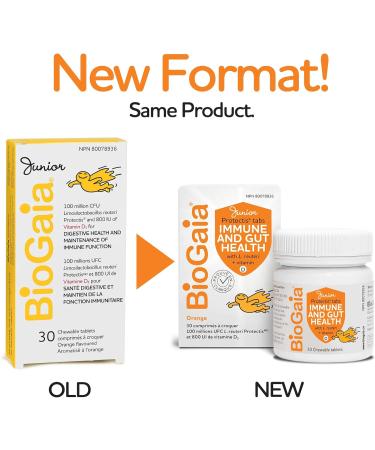 BioGaia Probiotic Junior Immune & Gut Health Tablets | New Format | Probiotic + 800 IU of Vit. D | 30-Day Supply/Chewable Tablets | For kids & Teens | Eases constipation | Helps maintain immune function | Development of bones and teeth | Prevent episodes  - Buy Online on GoSupps.com