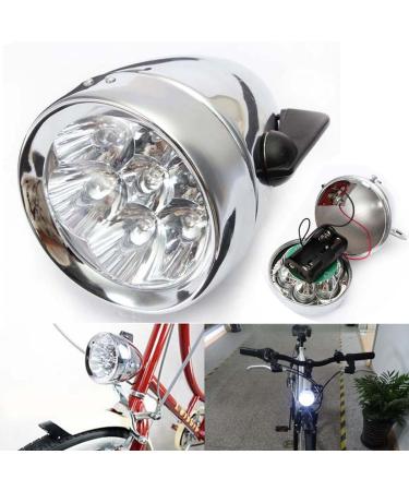 Vintage Retro Bicycle Bike Front Light Lamp 7 LED Fixie Headlight with Bracket Sliver