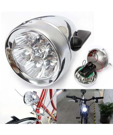Vintage Retro Bicycle Bike Front Light Lamp 7 LED Fixie Headlight with Bracket Sliver - Buy Online on GoSupps.com