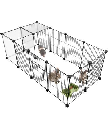 HOMIDEC Pet Playpen Small Animal Cage DIY Wire Fence with Door for Indoor or Outdoor Use Portable Yard Fence for Small Animal Puppies Kitties Bunny Guinea Pigs Turtle 15 Panels 48" x 24" x 16" Black With Door