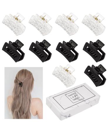 Small Claw Hair Clips for Women Girls, Tiny Hair Claw Clips for Thin/Medium Thick Hair, 1.5 Inch Mini Hair Jaw Clips Matte Rectangle Nonslip Clip with Gift Box (Black & clear) Black+clear color series - Buy Online on GoSupps.com