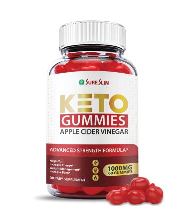 Sure Slim Keto Gummies - Vegan Non GMO Official Formula - Sure Slim ACV Keto Gummies with Apple Cider Vinegar 1000mg Sureslim Keto Gummies with Beet Root Juice Pomegranate Juice (60 Gummies)
