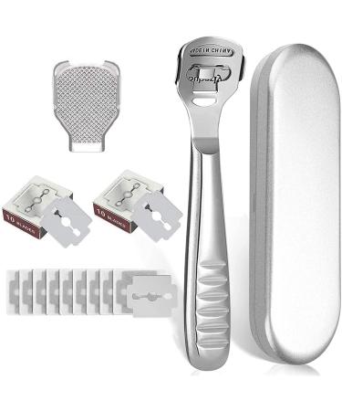 Luoileily pedicure foot rasp rasp file callus shaving kit with 20 blades professional foot scraper aid for foot care pedicure corneal remover for dead feet hard skin distance