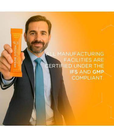 Dr. T On-The-go Packs Immune System Formula No Water Needed Direct-to-Mouth with Vitamins C E Zinc & Selenium Supports Daily Wellness Vitality & Overall Health Orange 30 Packs - Buy Online on GoSupps.com