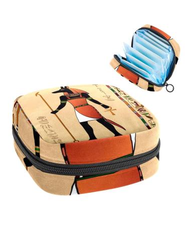 GIAPB Period Bag Sanitary Napkin Storage Bag Period Pouch Travel Makeup Bag Ancient Egyptian Tribal Art Color661