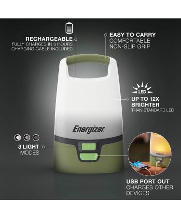 Energizer Vision LED Camping Lantern, Bright Rechargeable Lantern, Water Resistant Emergency Light with Charging Cable, Pack of 1, Forest Green - Buy Online on GoSupps.com