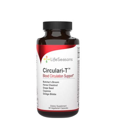 LifeSeasons - Circulari-T - Natural Blood Circulation Supplement - Aids Leg and Hand Veins Health - Butchers Broom, Ginkgo Biloba, Grape Seed Extract, Horse Chestnut - 90 Capsules