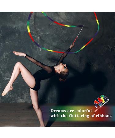 Dance Ribbons Set - 78.7 Inch Rhythmic Gymnastics Ribbon with Dancer Wand - Rainbow Dancing Streamers for Kids & Adults - Buy Online on GoSupps.com