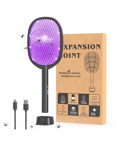 2 in 1 Electric Fly Swatter & Mosquito Zapper 4000V with USB Charging Base, Powerful Bug Zapper Racket Mosquito Swatter with 3 Layers of Safety Net Suitable for Indoor and Outdoor