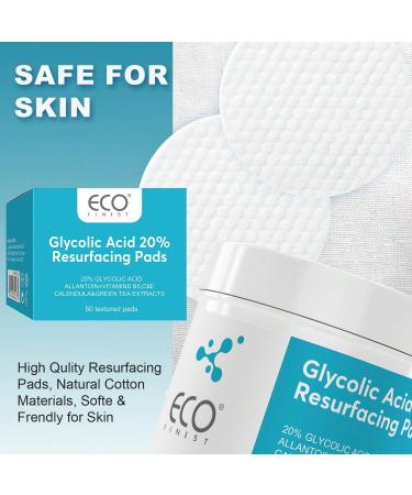 Glycolic Acid 20% Resurfacing Pads Exfoliating Facial Toner Pads With Vitamin C E Witch Hazel & Green Tea (50pcs) - Buy Online on GoSupps.com