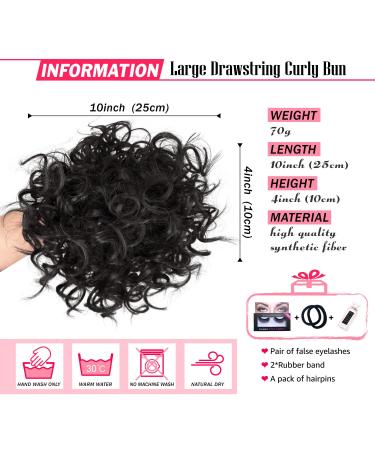 Adancyler Messy Bun Hair Piece for Women - Curly Drawstring Ponytail Extension | Short Synthetic Hairpiece - Black 10 Inch - Buy Online on GoSupps.com