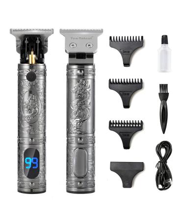 Ten-Tatent Hair Clippers Men Professional Beard Trimmer Cordless Electric Hair Clipper Shaver Cutting Precision T-Blade Grooming Kits Zero Gapped Grey