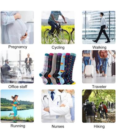 Pnosnesy Compression Socks (7 Pairs) for Men & Women 15-20 mmHg is Best for Athletics Running Flight Travel Support L-XL Multicoloured 17 - Buy Online on GoSupps.com