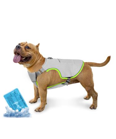 Cool vest dog with 1 gel ice bag dog cooling vest reflective and breathable cooling coat cooling jacket for medium small dog cooling collar sun protection cooling summer gray m - Buy Online on GoSupps.com