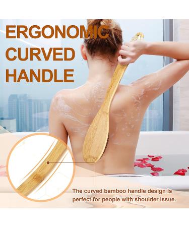 Long Handle Exfoliating Back Scrubber with Natural Bristles - 16.7 Inches Bamboo Body Brush for Wet/Dry Brushing - Back Washer Bath Tool for Men & Women - Buy Online on GoSupps.com