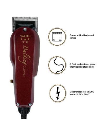 Wahl Professional 5-Star Balding Clipper with V5000+ Motor & 2105 Blade - Ideal for Ultra Close Trimming & Full Head Balding - Model 8110 - Buy Online on GoSupps.com