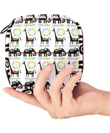 Menstrual Bag with Zipper for Women & Girls | Giraffes & Elephants Design - International Shipping Available - Buy Online on GoSupps.com